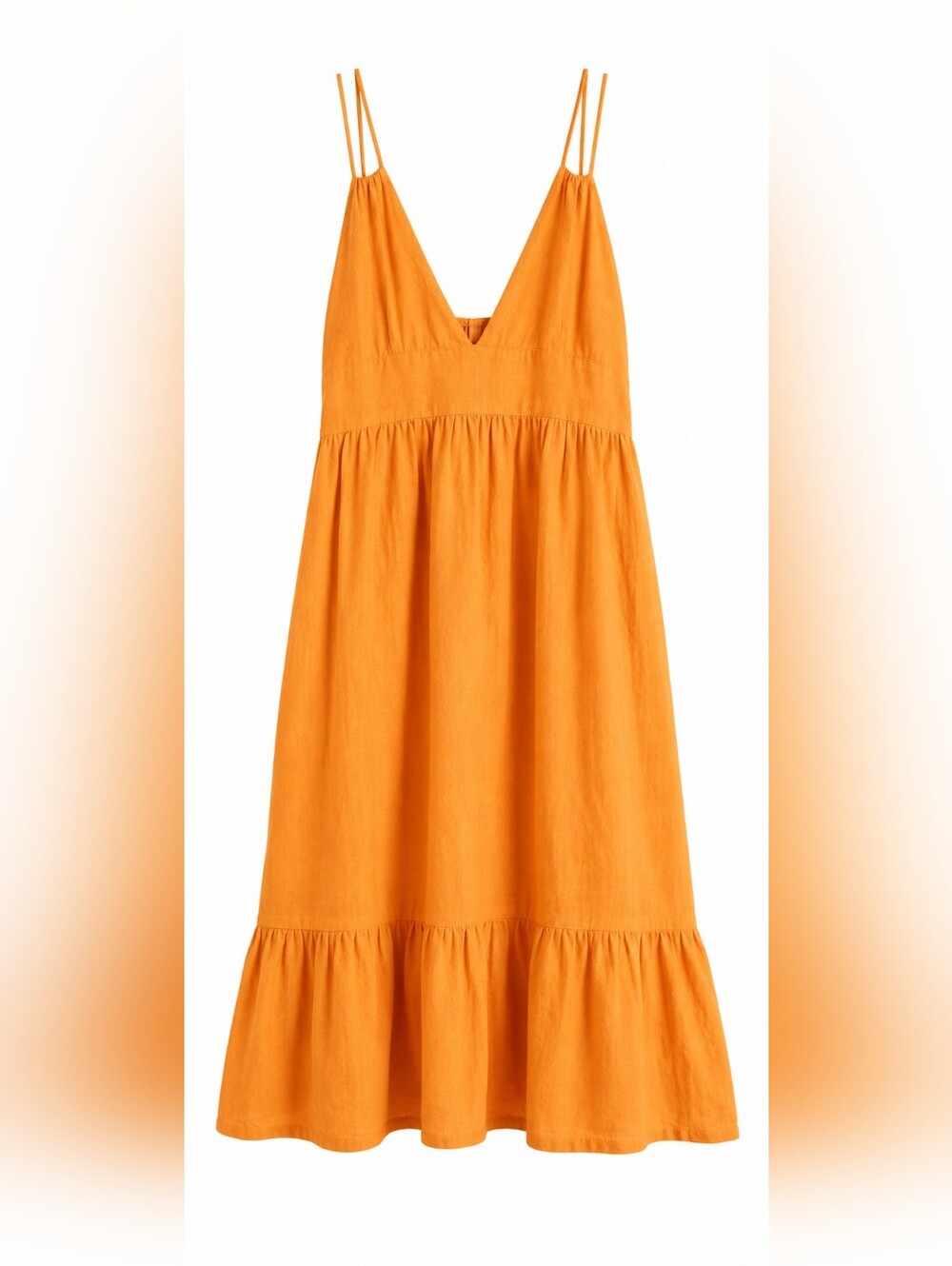 Creamsicle Orange Linen Blend Summer Dress, L, Coastal, Mediterranean, Euro